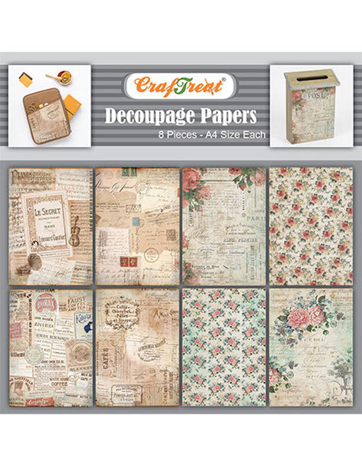 CrafTreat French Background Design Decoupage Paper A4 Scrapbooking Crafts DIY Paper Crafts