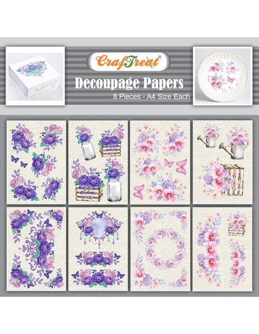 CrafTreat Hydrangea and Pink Peonies Flower Decoupage Paper Scrapbooking Crafts DIY Paper Crafts