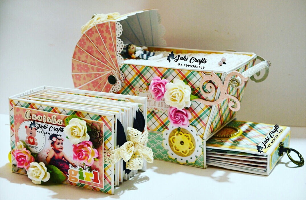 Wheel Cart Using Cute Cuddly Baby Girl Paper Pack