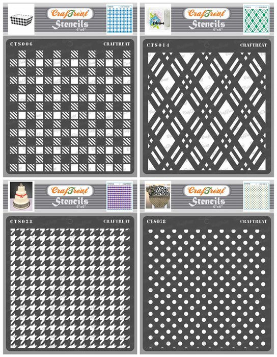 CrafTreat Shepherds Check and Double Diamond and Houndstooth and Bold Polka Dots StencilCTS006n014n028n078