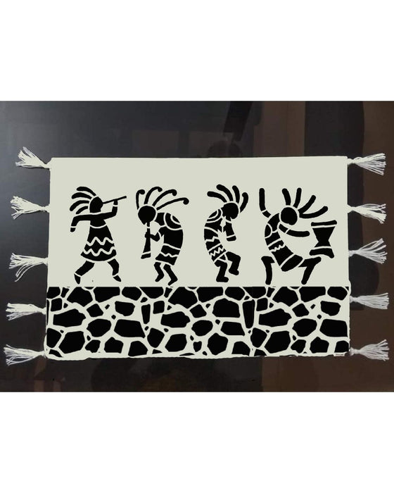Stone Background and tribal stencil for Door Mat 