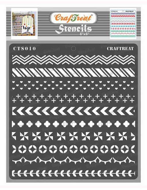 CrafTreat 6x6 inches Washi Tape border Stencil pattern for Home decor