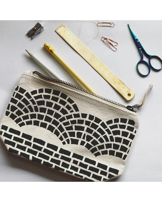 fancy bricks stencil for hand pouch making ideas