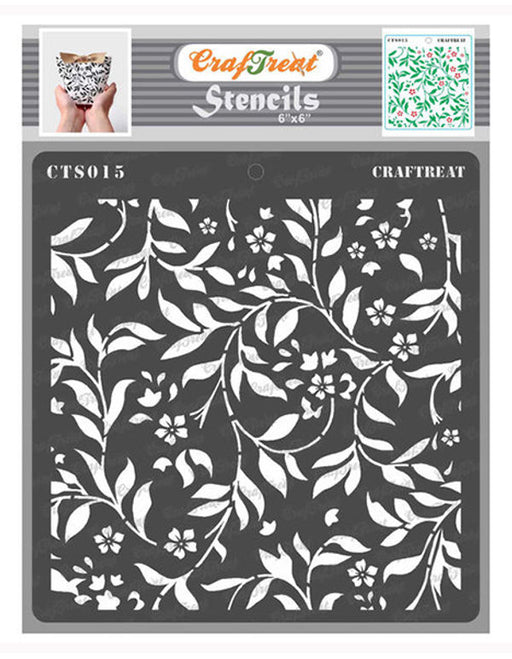 CrafTreat Flourish Floral Stencil 6x6 Inches for DIY Crafts