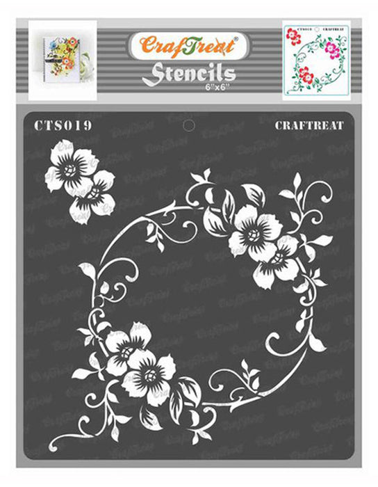 CrafTreat Flourish Stencils for Painting on Wood, Canvas, Paper, Fabric, Floor, Wall and Tile - Flourish Circle - 6x6 Inches - Reusable DIY Art and CR