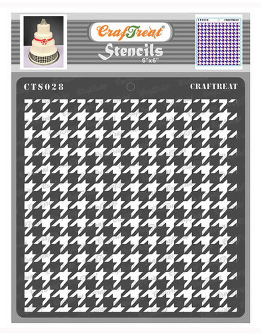 CrafTreat Houndstooth Stencil 6x6 Inches for Arts and Crafts