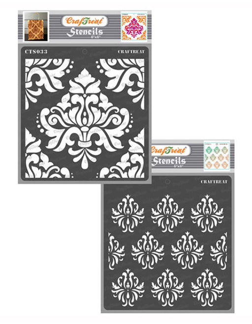 CrafTreat Bold Damask and Damask Background Stencil 6x6 Inches CrafTreat