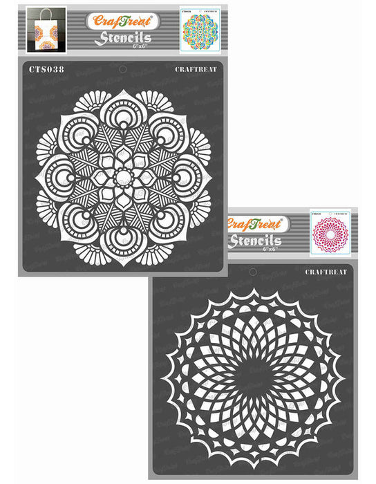 CrafTreat Mandala and Lotus Mandala Stencil 6x6 Inches CrafTreat