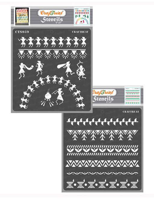 CrafTreat 6x6 Inches Warli  Borders designs for painting