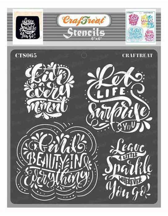 CrafTreat Sentiment Quotes Stencil for Painting