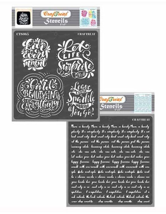 CrafTreat Sentiments and Script Stencil Set 6x6 Inches CrafTreat