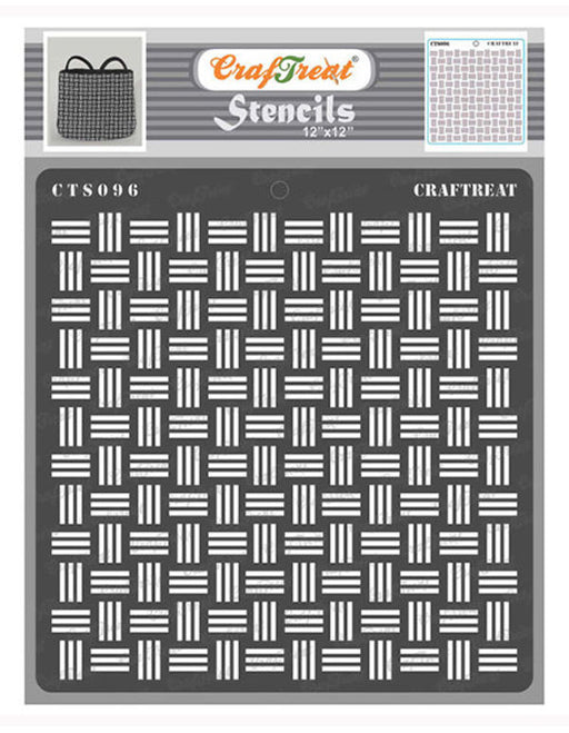 CrafTreat Basketweave Texture Stencil 12x12 inches for Wall Decorations