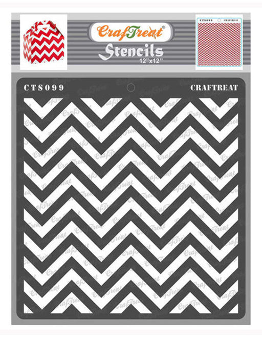 CrafTreat Chevron Background Stencil 12x12 Inches for Floor Painting