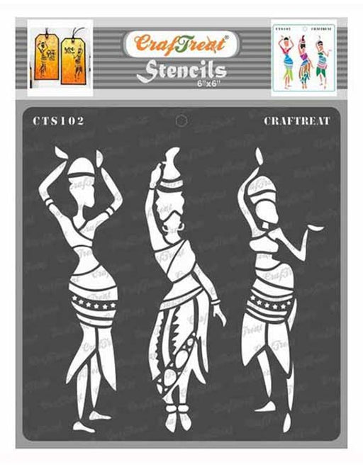 CrafTreat 6x6 Inches Tribal Stencils for Craft Painting
