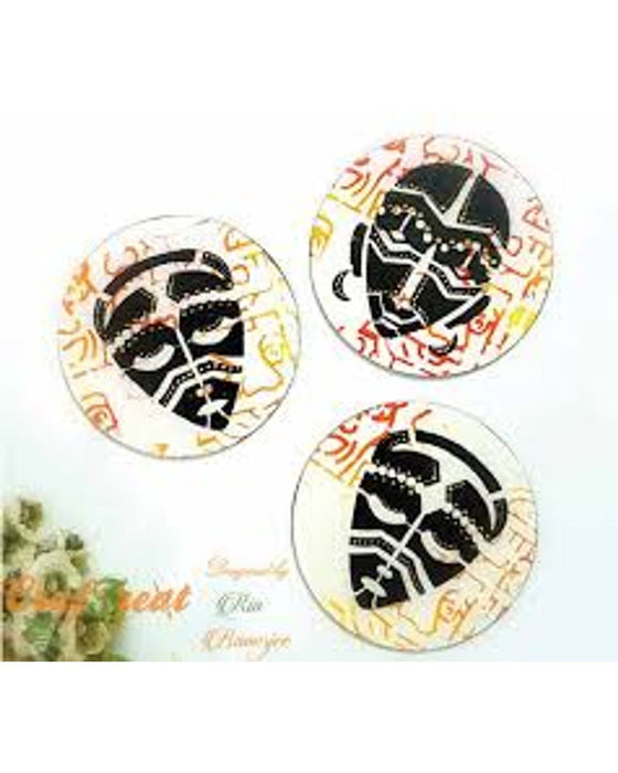 CrafTreat Tribal Potters and Tribal Daily Chores and Congo Mask and Tribal Faces Background Stencil 6x6 4 Pcs Inches