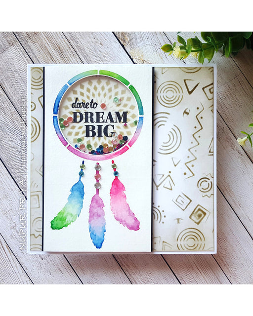 Tribal and dream catchers background stencil on Cards
