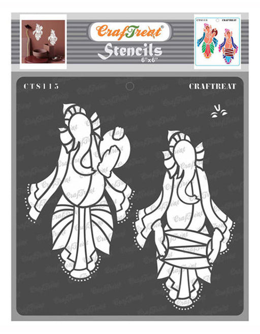 CrafTreat Musical Ganesh Stencil Pattern Stencil 