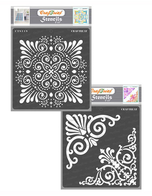 CrafTreat Ornate Background and Ornate Corners Stencil CTS119nCTS167
