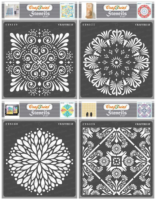CrafTreat Ornate Background and Tuberose Doily and Flower Burst and Floral Tile 