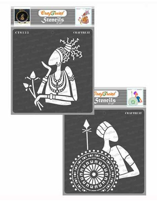 CrafTreat Lonely Woman and Man Stencil set 6x6 Inches CrafTreat