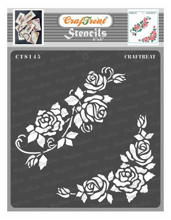 Buy Flower Roses Stencil 6x6 Inches Online | CrafTreat