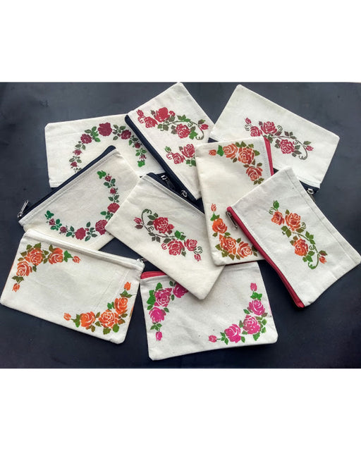 blushing roses stencil hand pouch making ideas