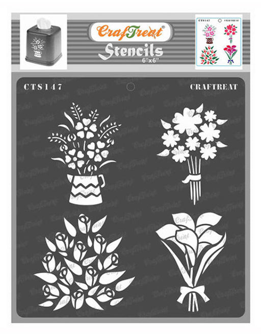 Mini Bouquets Background stencil Flower Stencil