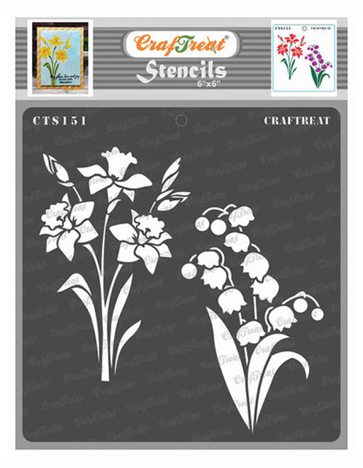 Daffodil and Bell Flower Stencil Floral Stencil