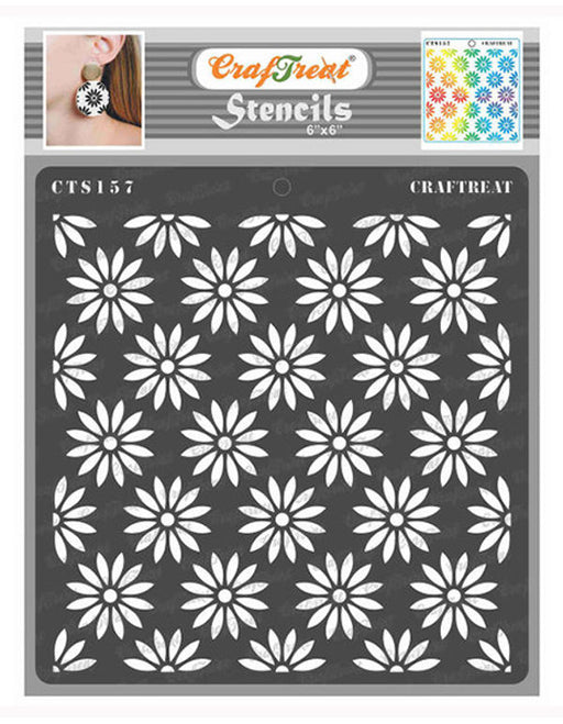 CrafTreat Daisy Background Stencil 6x6 Inches for Arts and Crafts