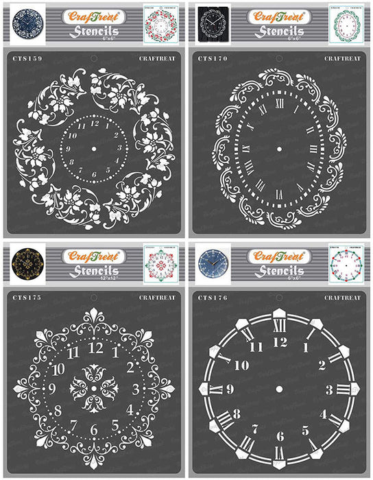CrafTreat Floral Clock Stencil Oval Doily Stencil Ornate Clock Stencil and Wall Clock Stencil