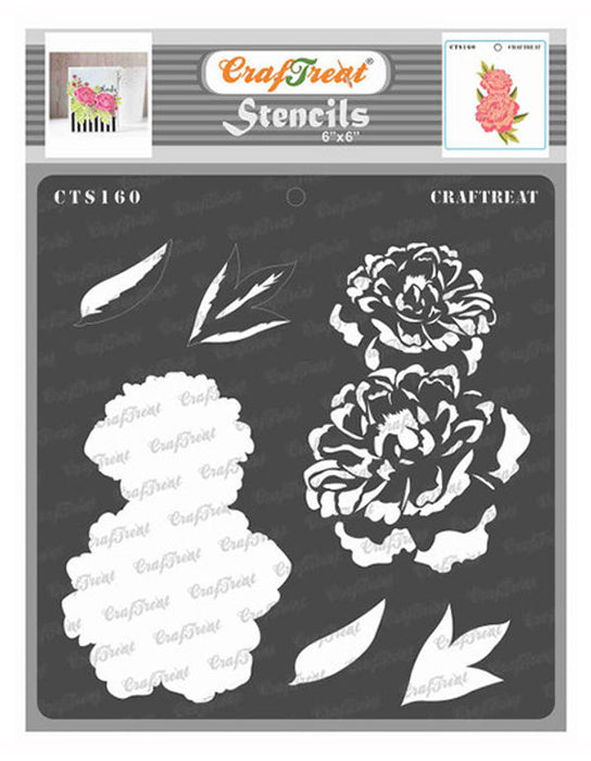 CrafTreat 2 Step Peony Stencil Flower Stencil 