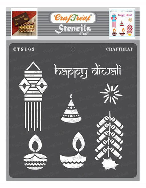 CrafTreat Diwali Wishes Stencil quote stencil