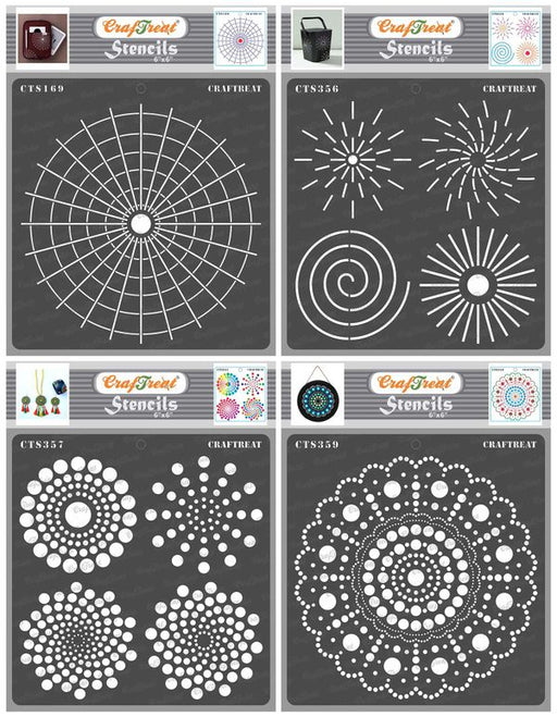 CrafTreat Dot Mandala Basis Stencil Outlines Round Stencil and Radar Stencil