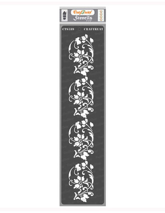CrafTreat 6x6 Inches Flower Border stencils for crafts Floral border design stencil for Card Making
