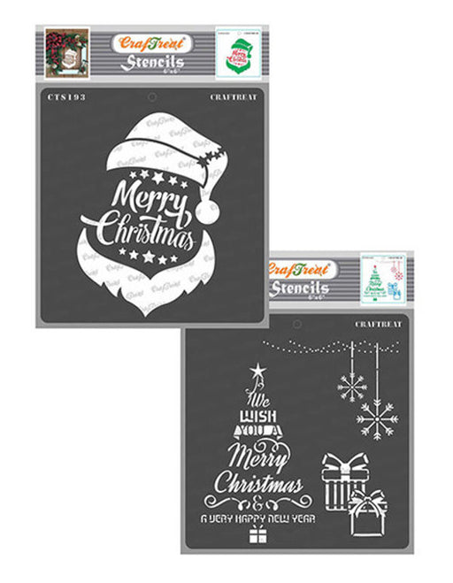 CrafTreat Santa Christmas and Christmas Tree Wish Stencils 6x6 Inches CrafTreat