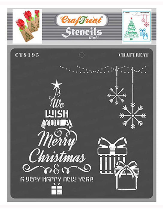 CrafTreat Christmas tree wish stencil quote Stencil 