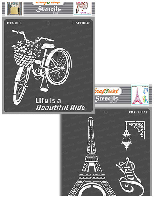 CrafTreat Life is a Beautiful Ride and Eiffel Tower Paris Stencil Inches CrafTreat