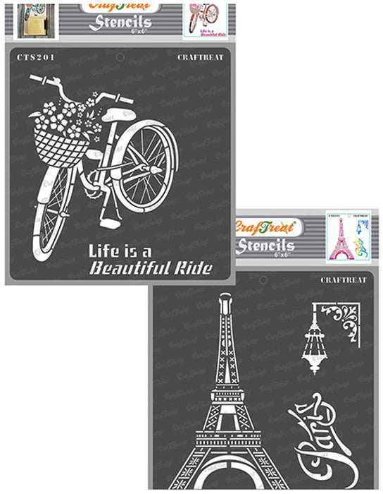CrafTreat Life is a Beautiful Ride and Eiffel Tower Paris Stencil CTS201nCTS203