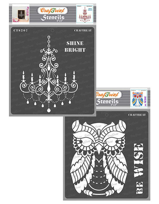 CrafTreat Shine Bright and Be Wise Stencil 6x6 Inches CrafTreat