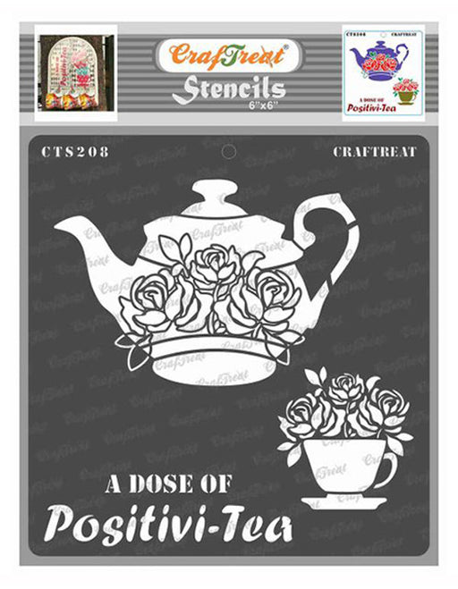 CrafTreat A Dose of Positive Tea Stencil Pattern Stencil 