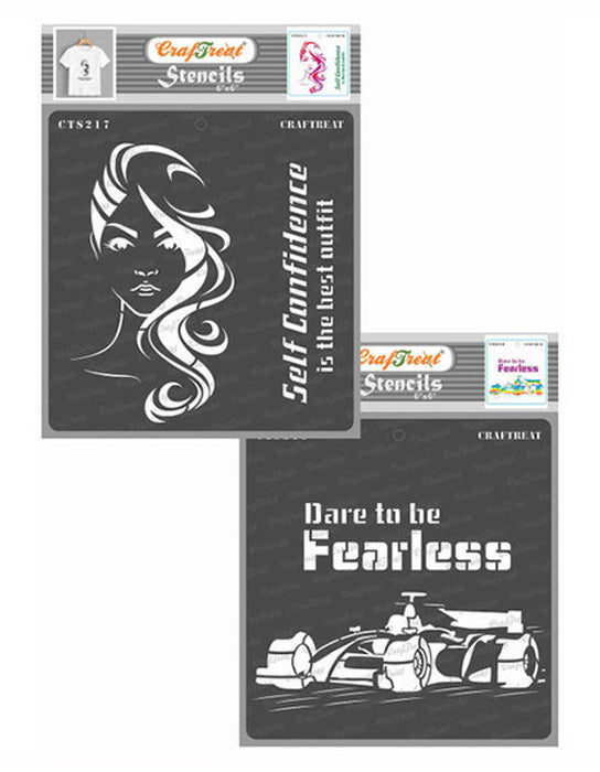 CrafTreat Confident Woman and Dare to be Fearless Stencil CTS217nCTS218