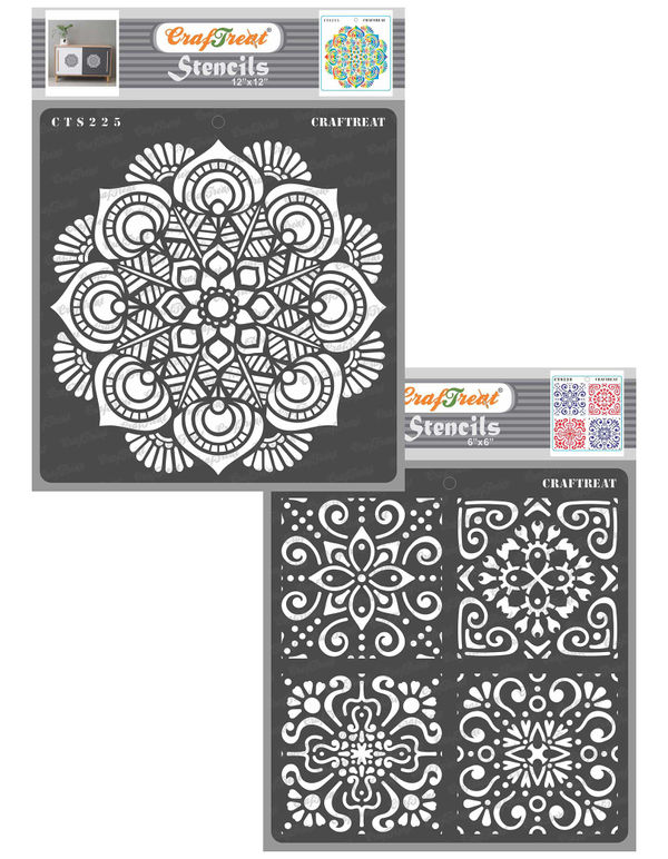 Buy Mandala and Moroccan Tiles Stencil for Floor Online | CrafTreat ...