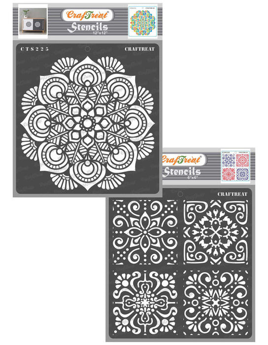 Buy Mandala and Moroccan Tiles Stencil for Floor Online