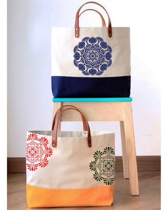 mandala2 stencil inspiration for bag making
