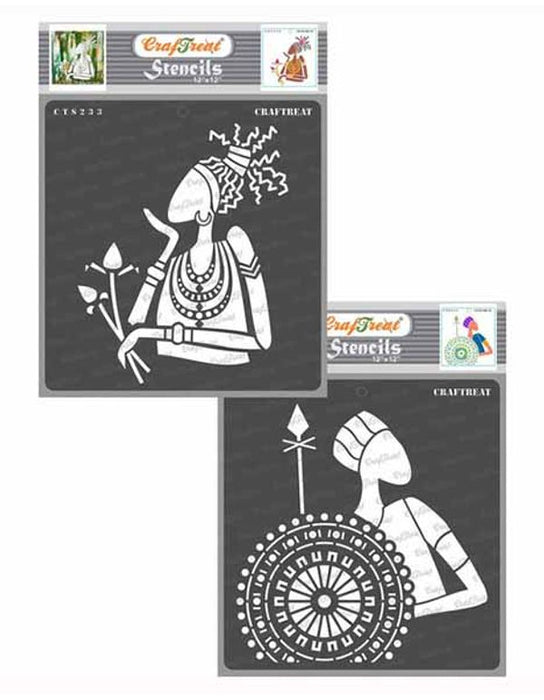 CrafTreat Lonely Woman and Man Stencil set 12x12 Inches CrafTreat
