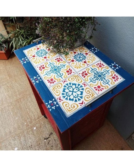 Moroccan tiles stencil inspiration for table design