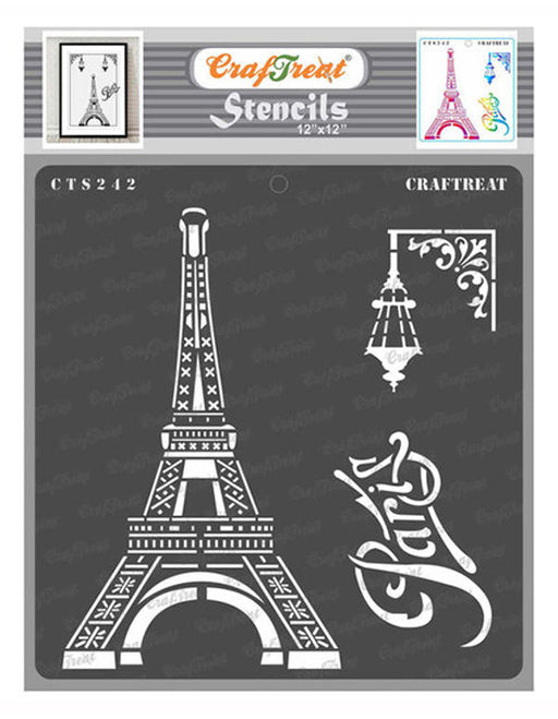 CrafTreat Paris Eiffel Tower Stencil 12 InchesCTS242