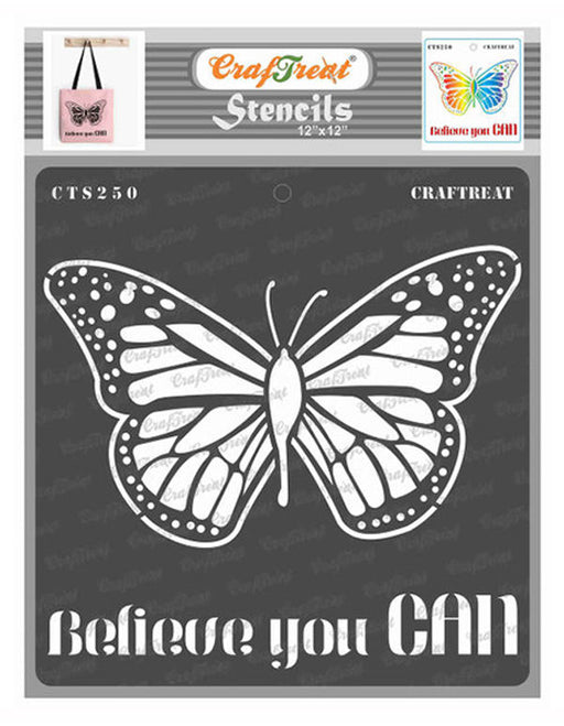 CrafTreat Believe you can Stencil Quote Stencil