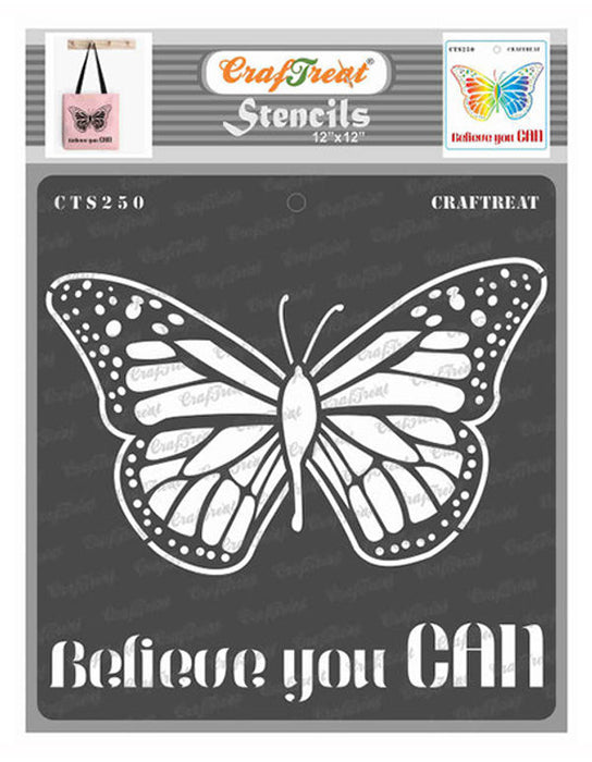 CrafTreat Believe you can Stencil Quote Stencil