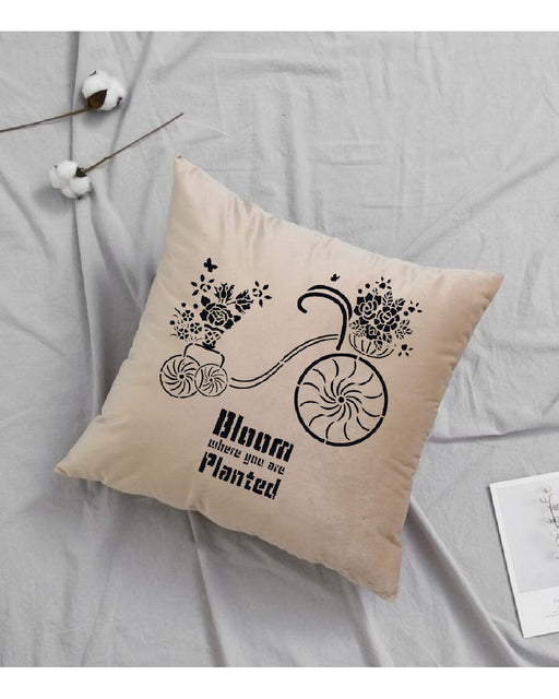 Flower with bicycle stencil for pillow cover
